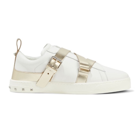 Valentino Rockstud Metallic-Trimmed Leather Sneakers - Picture 9 of 10
